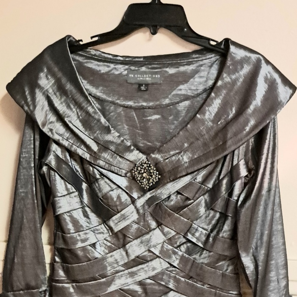 Formal Silver Gray Bandeau Top